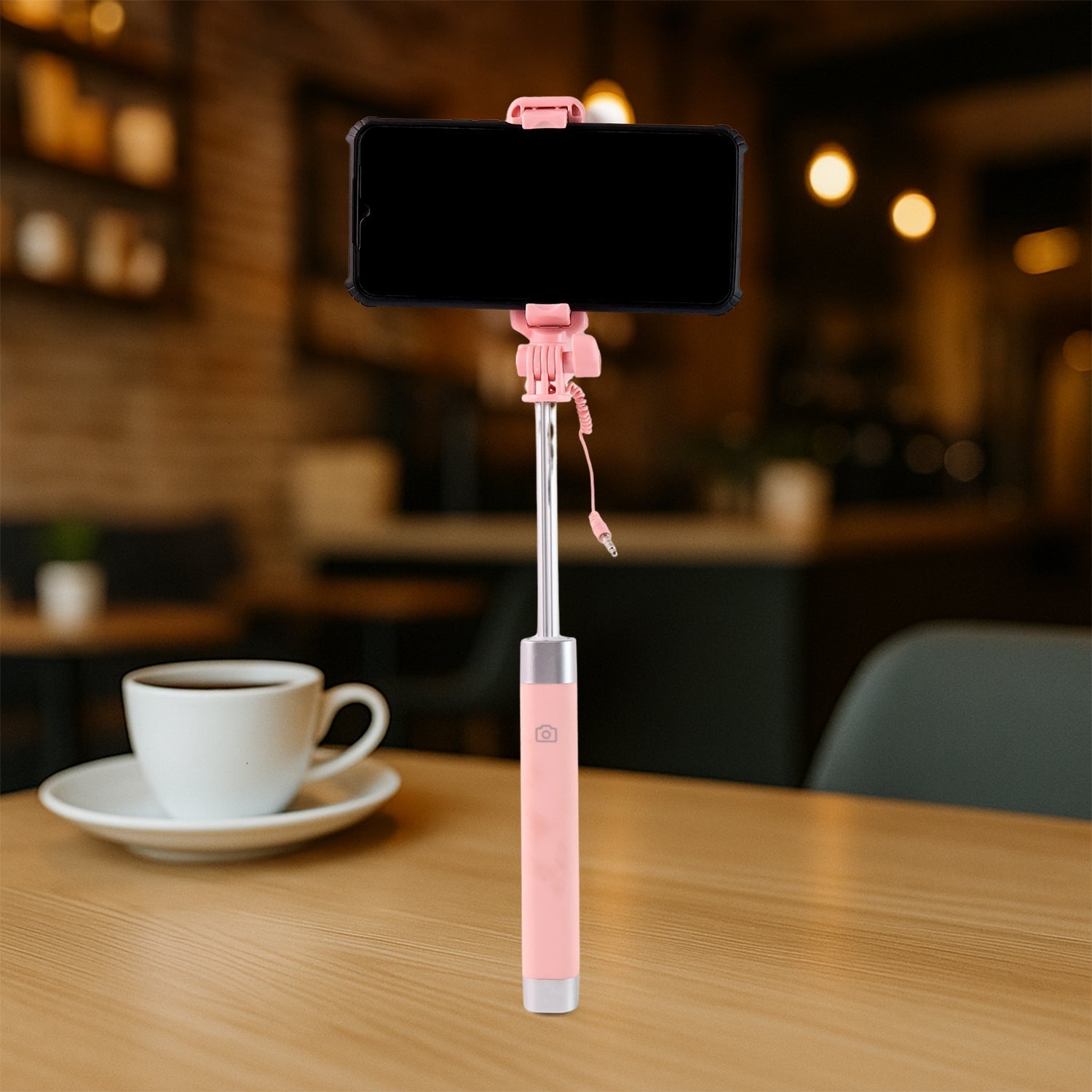 Wired Selfie Stick with Rearview Mirror & Built-In Shutter Button (1 Pc) Wired Selfie Stick with Rearview Mirror & Built-In Shutter Button (1 Pc)